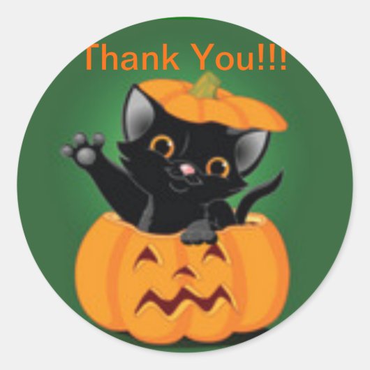 Schattige Kat Halloween Dank u Sticker (Voorkant)