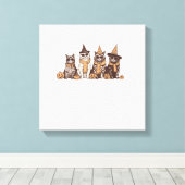 Schattige Kat Halloween Kitty Halloween Dier Huisd Canvas Afdruk (Insitu (Houten vloer))