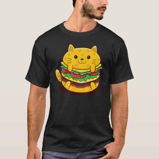 Schattige Kat Hamburger T-shirt (Voorkant)