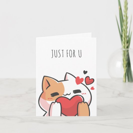 Schattige kat hart kaart (Voorkant)