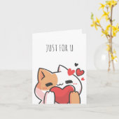 Schattige kat hart kaart (Gele Bloem)