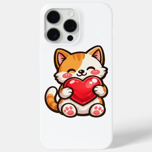 Schattige Kat Hart – Kawaii Kat Knuffelt Rode Hart Case-Mate iPhone Case (Achterkant)