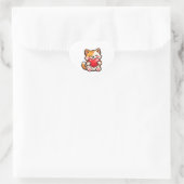 Schattige Kat Hart – Kawaii Kat Knuffelt Rode Hart Sticker (Tas)