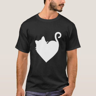 Schattige Kat Hart T Shirt Mannen Vrouwen 5 Kleure