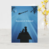 Schattige kat hond fijne feestdagen Kerstmis  Kaart (Gele Bloem)