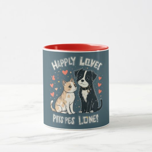 Schattige kat & hond liefde grappige huisdier kopp mok (Midden)