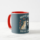 Schattige kat & hond liefde grappige huisdier kopp mok (Voorkant links)