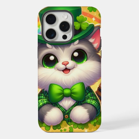 Schattige kat/hondje St. Patrick's Day iPhone Hoesje (Achterkant)