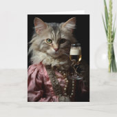 Schattige kat houdt een glas vast kaart (Voorkant)