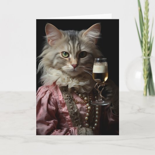 Schattige kat houdt een glas vast kaart (Voorkant)