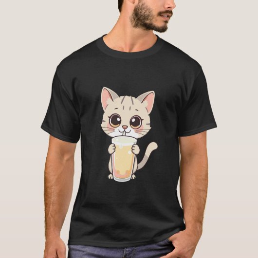 Schattige kat houdt van Bubble Tea T-shirt (Voorkant)