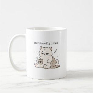 Schattige kat humor emotioneel moe koffiemok