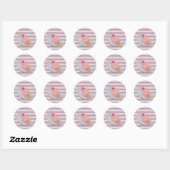 Schattige Kat Ijs Eet Gestreepte Ronde Sticker (Vel)