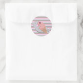 Schattige Kat Ijs Eet Gestreepte Ronde Sticker (Tas)