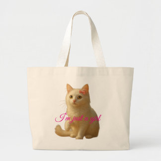 Schattige Kat "Ik Ben Gewoon Een Meisje" Aanpasbar Grote Tote Bag