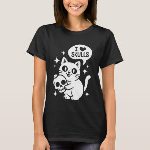 Schattige Kat Ik Hou Van Schedels Grappige Goth Ka T-shirt