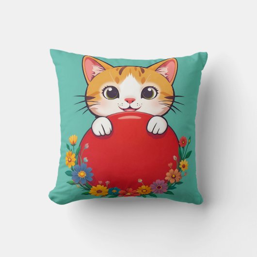 Schattige kat illustratie kussen (Voorkant)