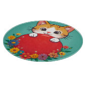 Schattige kat illustratie snijplank (Hoek)