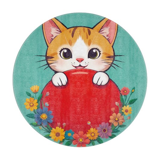 Schattige kat illustratie snijplank (Voorkant)