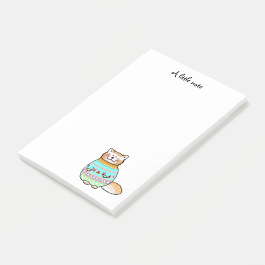 schattige kat in de wintertrui post-it® notes (Schuin)