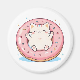 Schattige Kat in Donut Kawaii Zoete Ontwerp Magneet