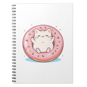 Schattige Kat in Donut Kawaii Zoete Ontwerp Notitieboek