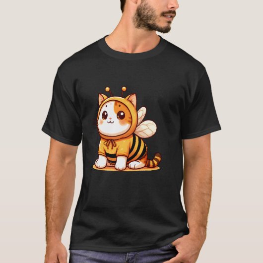 Schattige kat in een bijkostuum t-shirt (Voorkant)
