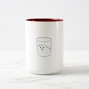 Schattige Kat In Een Glazen Vloeibare Kat Handgete Tweekleurige Koffiemok