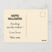 Schattige kat in een heksenkostuum, Halloween Briefkaart (Achterkant)