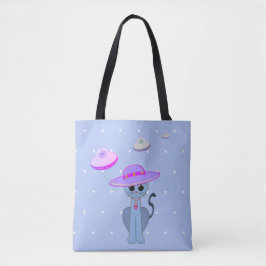 Schattige kat in een hoed tote bag