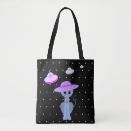 Schattige kat in een hoed tote bag