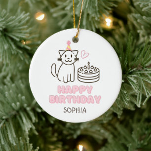Schattige kat in een Pet van de geboorte Keramisch Ornament