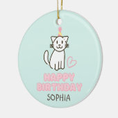 Schattige kat in een Pet van de geboorte Keramisch Ornament (Links)