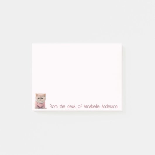 Schattige Kat in een roze trui Personaliseer Post-it® Notes (Voorkant)