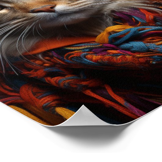 Schattige kat in een sjaal en Pet Poster (Hoek)