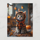 Schattige kat in een zwarte en oranje vacht op Hal Briefkaart (Voorkant)