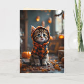 Schattige kat in een zwarte en oranje vacht op Hal Kaart (Achterkant)