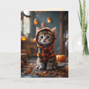 Schattige kat in een zwarte en oranje vacht op Hal Kaart