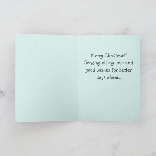 Schattige kat in kerstmuts&boom Kerstmis pastel Kaart (Binnen)