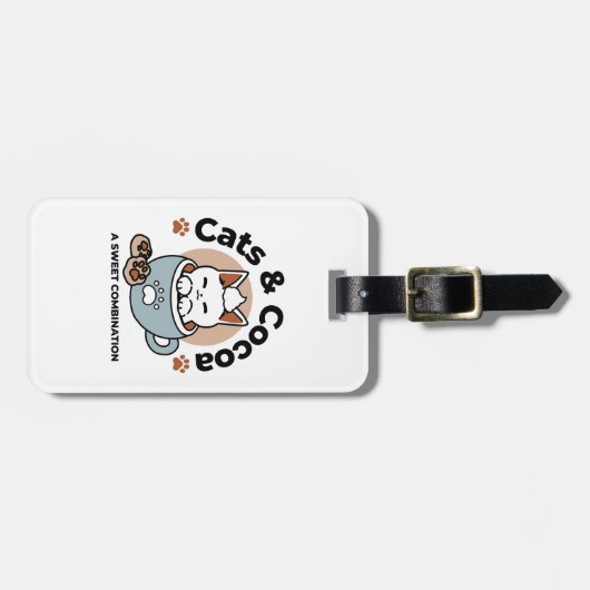 Schattige Kat in Mok Vakantie Ontwerp - Kat & Caca Bagagelabel (Voorkant horizontaal)