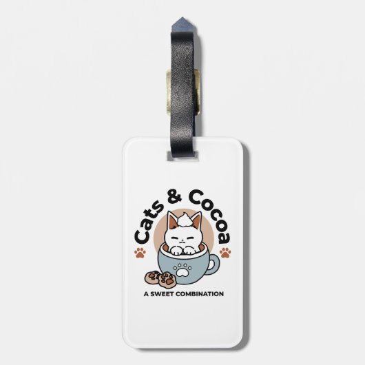 Schattige Kat in Mok Vakantie Ontwerp - Kat & Caca Bagagelabel (Achterkant verticaal)