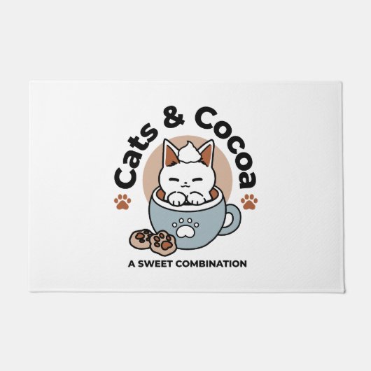 Schattige Kat in Mok Vakantie Ontwerp - Kat & Caca Deurmat (Voorkant)