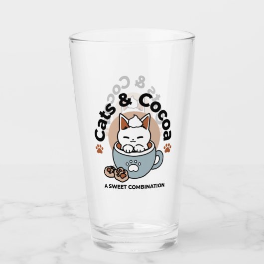 Schattige Kat in Mok Vakantie Ontwerp - Kat & Caca Glas (Voorkant)