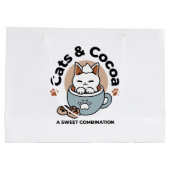 Schattige Kat in Mok Vakantie Ontwerp - Kat & Caca Groot Cadeauzakje (Achterkant)