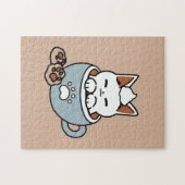 Schattige Kat in Mok Vakantie Ontwerp - Kat & Caca Legpuzzel (Horizontaal)