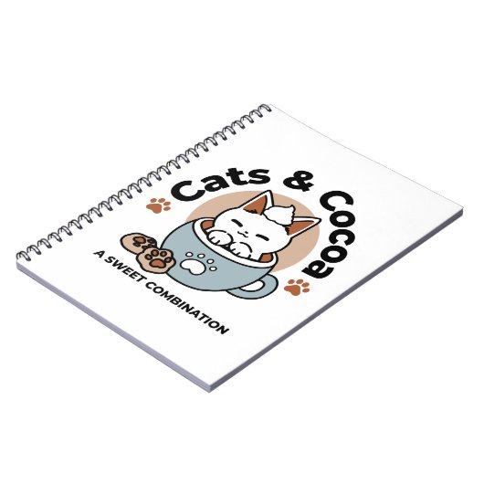 Schattige Kat in Mok Vakantie Ontwerp - Kat & Caca Notitieboek (Linkerzijde)