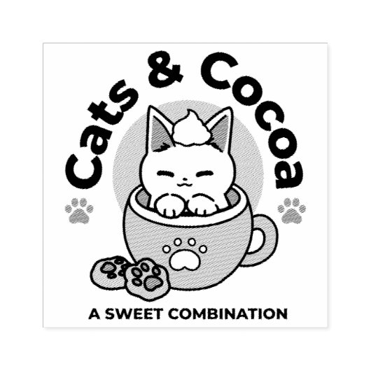 Schattige Kat in Mok Vakantie Ontwerp - Kat & Caca Rubberstempel (Afrduk)