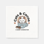 Schattige Kat in Mok Vakantie Ontwerp - Kat & Caca Servet (Voorkant)