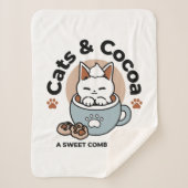 Schattige Kat in Mok Vakantie Ontwerp - Kat & Caca Sherpa Deken (Voorkant)