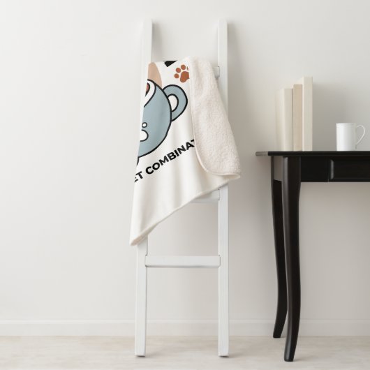 Schattige Kat in Mok Vakantie Ontwerp - Kat & Caca Sherpa Deken (In situ)